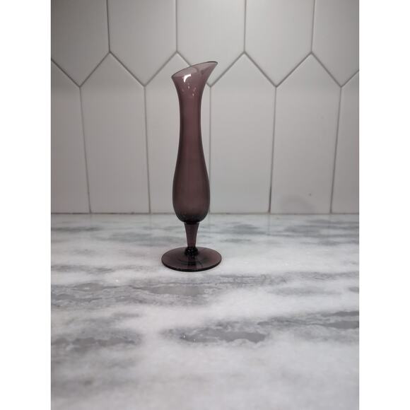Amethyst Purple Glass Vase, Pedestal Base, 7.75", Vintage Bud Vase, Home Decor - Picture 2 of 10
